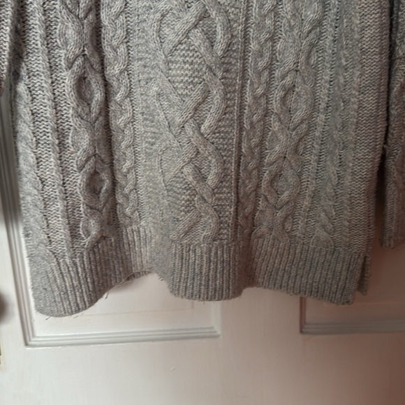 Loft Women's Small Gray Long Sleeve Cable Knit Turtleneck Pullover Sweater - Picture 4 of 9